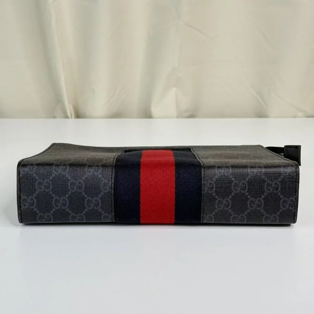 Gucci Navy Blue Zip Pouch GG Coated Canvas - Picture 6 of 8